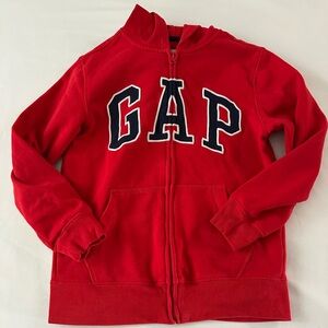 GAP Kids Bold Red Zip-Up Hoodie with GAP logo  - Size XL